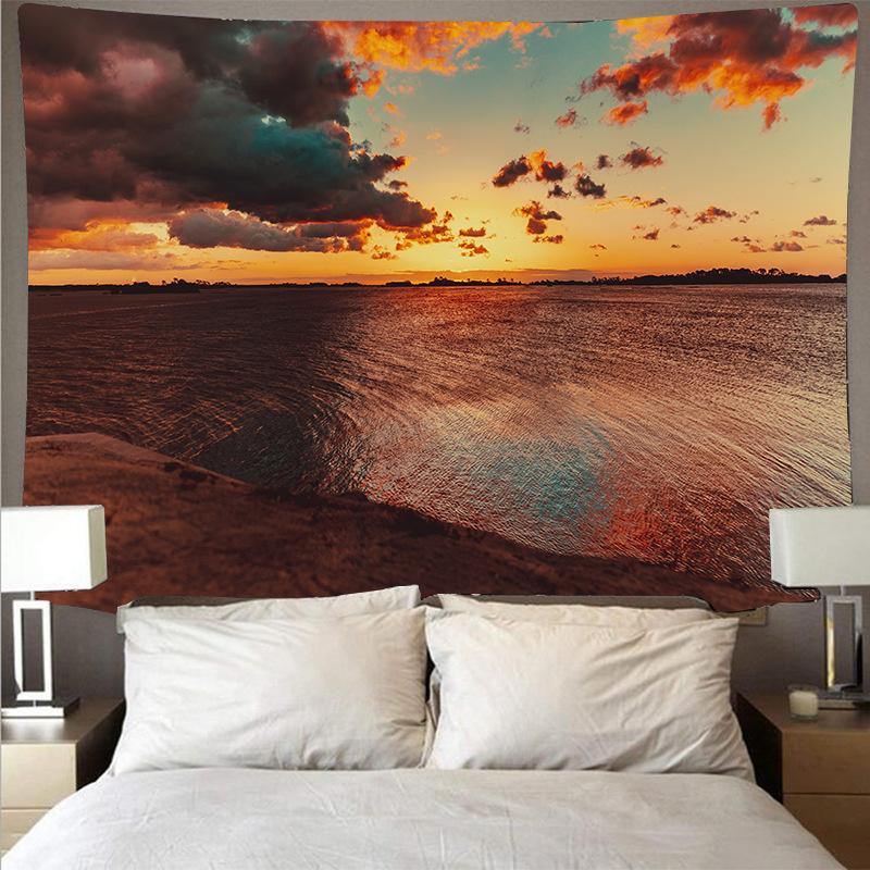 Синий океан волны гобелен закат облака природа искусство настенная ткань подушка фон одеяло Бохо домашний декор