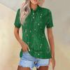 Женская модная повседневная рубашка с короткими рукавами и принтом с лацканами, женские топы на пуговицах