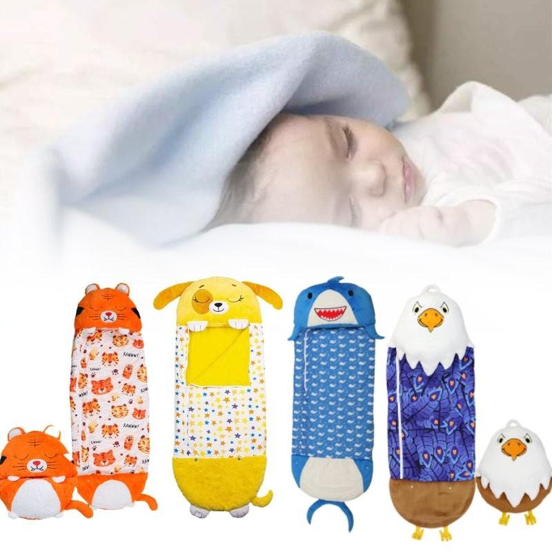Стильный и теплый мультяшный детский спальный мешок с милой подушкой в форме животного для зимы