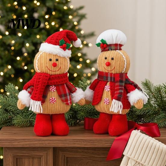 Soft Fabric Christmas Gift for Kids Gingerbread Plush Doll Decoration, Stuffed Boy Girl Warm Atmosphere Holiday Table Decor Ornament Tiered Tray Party
