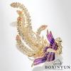 Boxin Cloud Chinese Gold Phoenix Enamel Brooch - Elegant Women's Niche Design