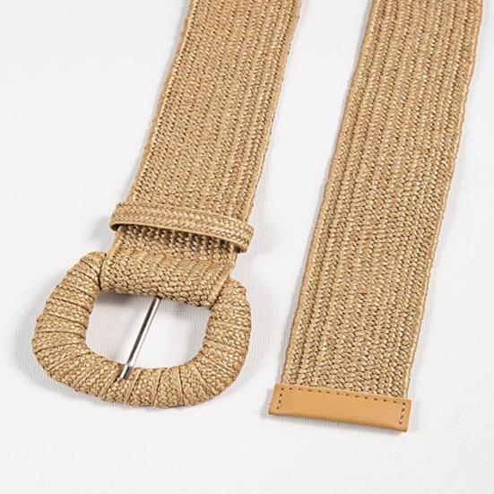 Соломенный пояс в стиле ретро, ​​богемный широкий ручной работы с пряжкой, летние женские брюки, платье, пояс, повседневное использование