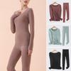 2Pcs/Set Thermal Underwear Set Round Neck Long Sleeve Tops Seamless Warm Bottoming Pants Set