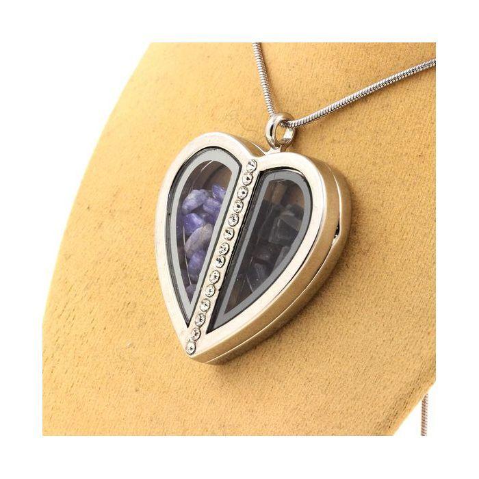 Stones and Minerals. Raw Tanzanite + Kyanite Necklace. Heart Model.