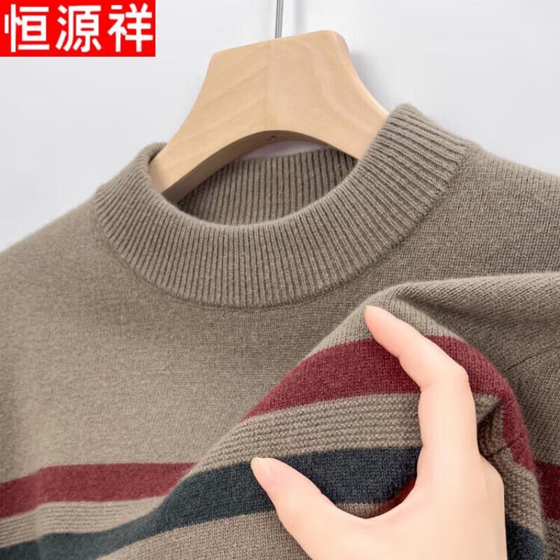 Hengyuanxiang Мужской свитер из 100% шерсти, толстый, с круглым вырезом