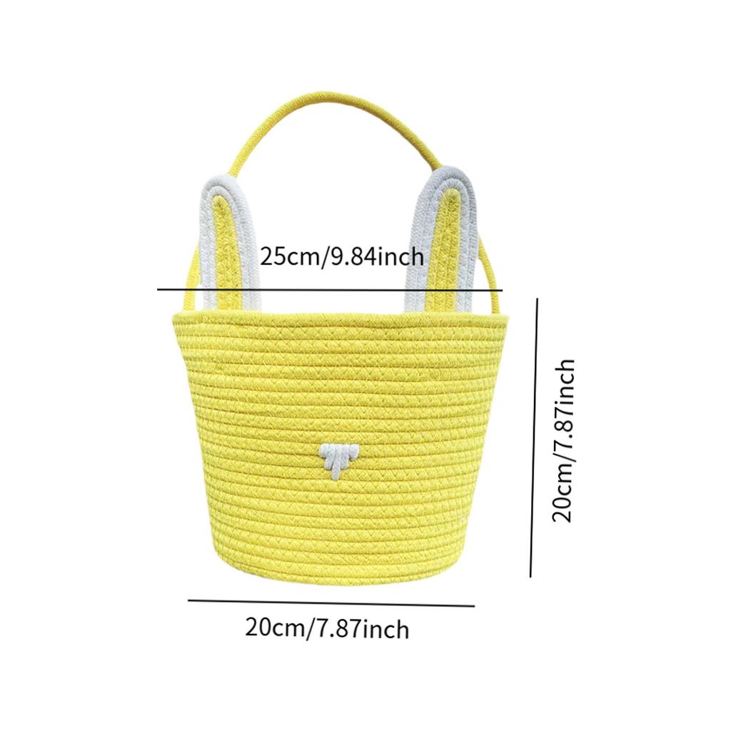 Пасхальная корзинка с кроликом для детей Мальчиков Девочек Корзинка для охоты за пасхальными яйцами Многоразовая корзинка из хлопковой веревки с ушками кролика Подарки для детского душа