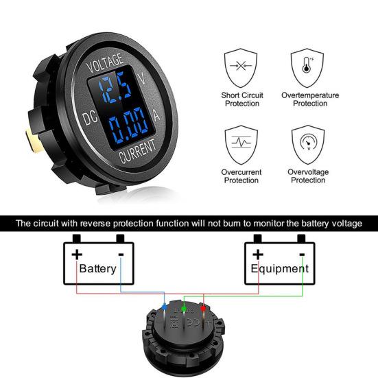 Excellent Voltage Current Meter Wide Application Car Accessories Short-circuit Protection