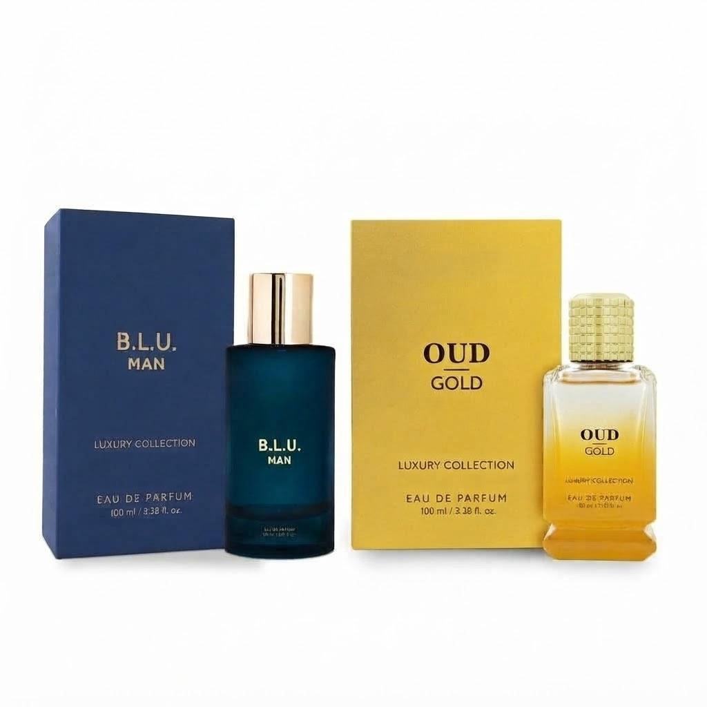 Luxury BluMan & OudGold Eau De Parfum Set for Men | Pack of 2 x 100ml | Premium Fragrance Duo