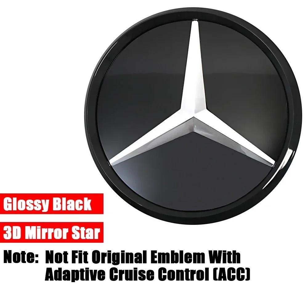 For Mercedes Benz Chrome Black 3D Mirror Emblem For Mercedes Benz A B C E S GLA GLB GLC GLE GLS GLK SLK SL ML-Class Front Grille