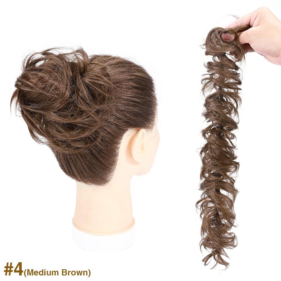 100% настоящие человеческие волосы, вьющиеся пончики, шиньон, кольцо, эластичная лента, булочка, шиньон