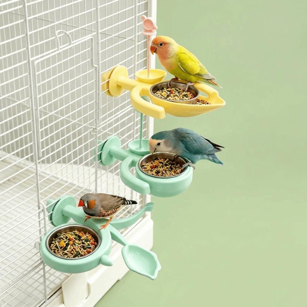 Anti-Splash Parrot Perch Feeder Detachable Bird Feeding Dish Bird Food Stand Bird Training