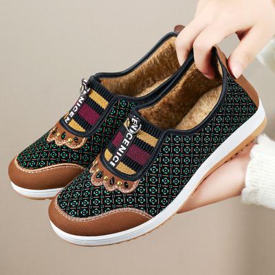 Женская обувь зимние хлопковые туфли новые бархатные утолщенные модные короткие ботинки универсальные туфли на одной педали для мамы нескользящие хлопковые ботинки