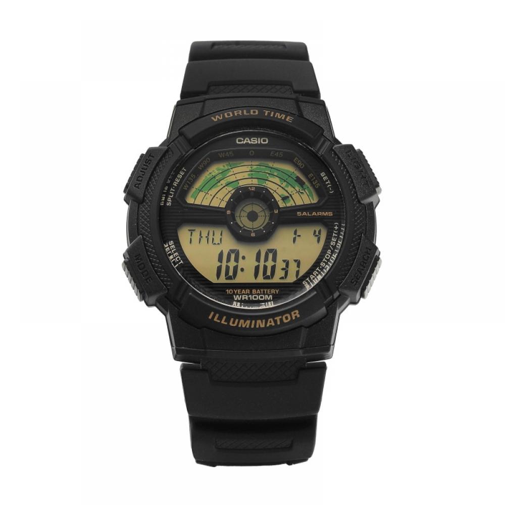 CaSio Ae 1100w 1bvSdf Ae 1100w 1bv Цифровые спортивные часы Soldier World Time для мужчин S из уретана