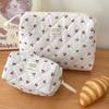 Cute Cotton Quilted Makeup Bag Floral Makeup Lipstick Case Toiletry Cosmetic Pouch  Travel