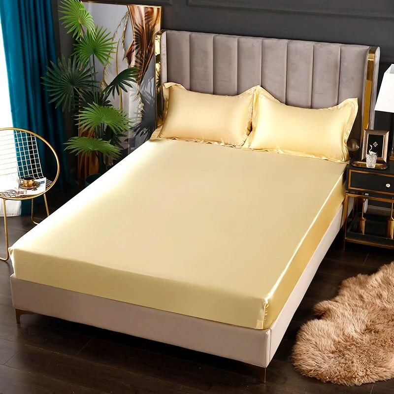 Сплошной цвет на подкладке, атласный вискоза, высококачественный наматрасник, простыни на резинке, распродажа, простыня