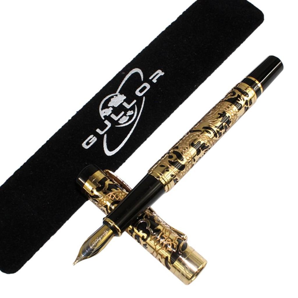 Gullor Продвинутая перьевая ручка Jinhao5000 Золотой и черный год Дракона с подарочной коробкой и картриджем с чернилами