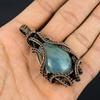 Aquamarine 999 Copper Wire Wrapped Pendant, Handmade Gemstone Pendant Jewelry, Gifts For Wife Brand New Pendant