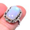 Natural Rainbow Moon Stone Gemstone 925 Solid Sterling Silver Ring Size 7.5 A6j08