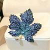 Trendy Red Maple Leaf Metal Brooches For Women Men Crystal Plant Brooch Party Birthday Winter Zircon