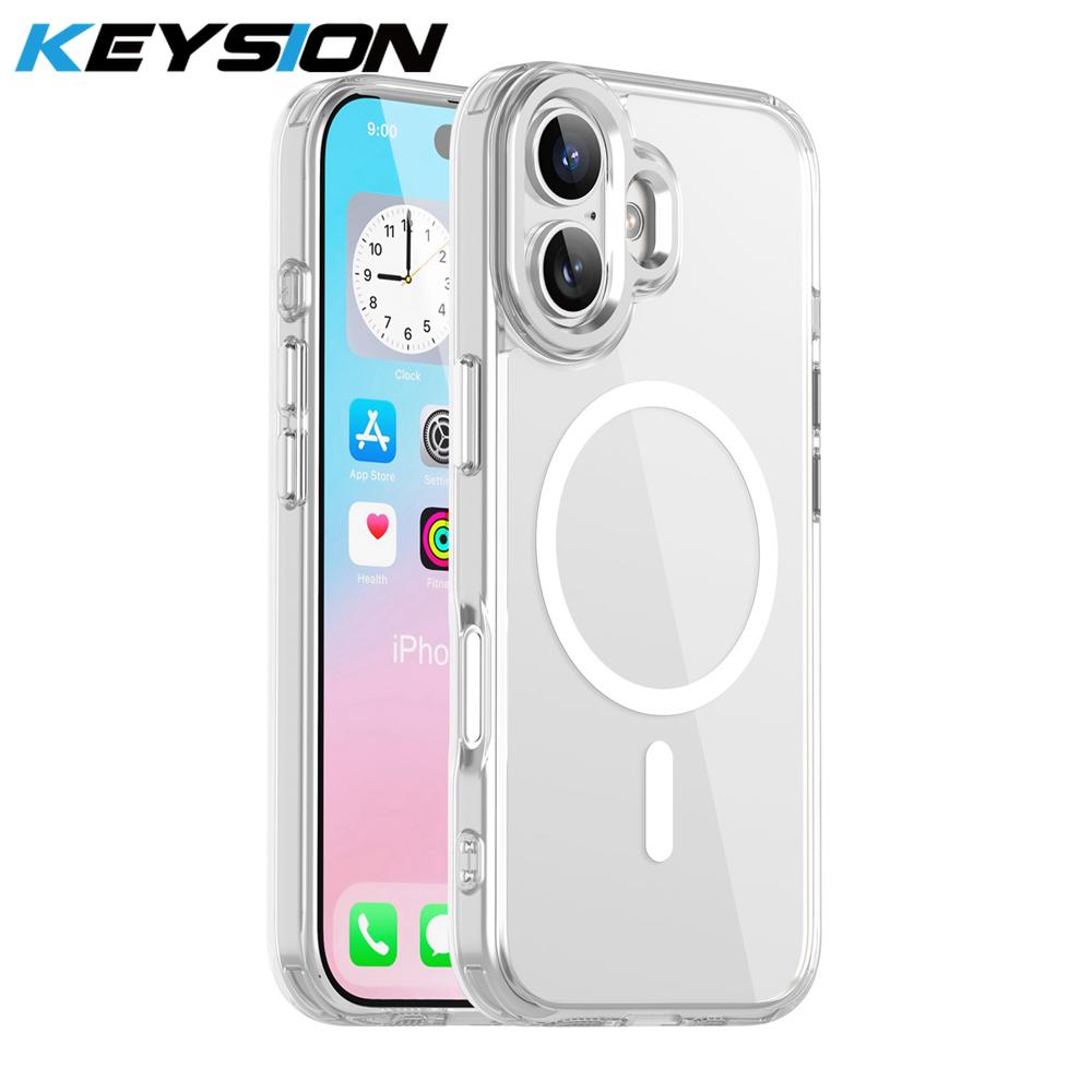 KEYSION Противоударный прозрачный чехол для MagSafe для iPhone 17 17 Air Мягкий ТПУ+ПК Магнитная беспроводная зарядка Телефон HD Прозрачная крышка