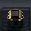 Мужское винтажное кольцо на палец, модное кольцо в стиле хип-хоп из титановой стали с позолоченным черным ониксом, ювелирные аксессуары, роскошное мужское кольцо для танцевальной вечеринки