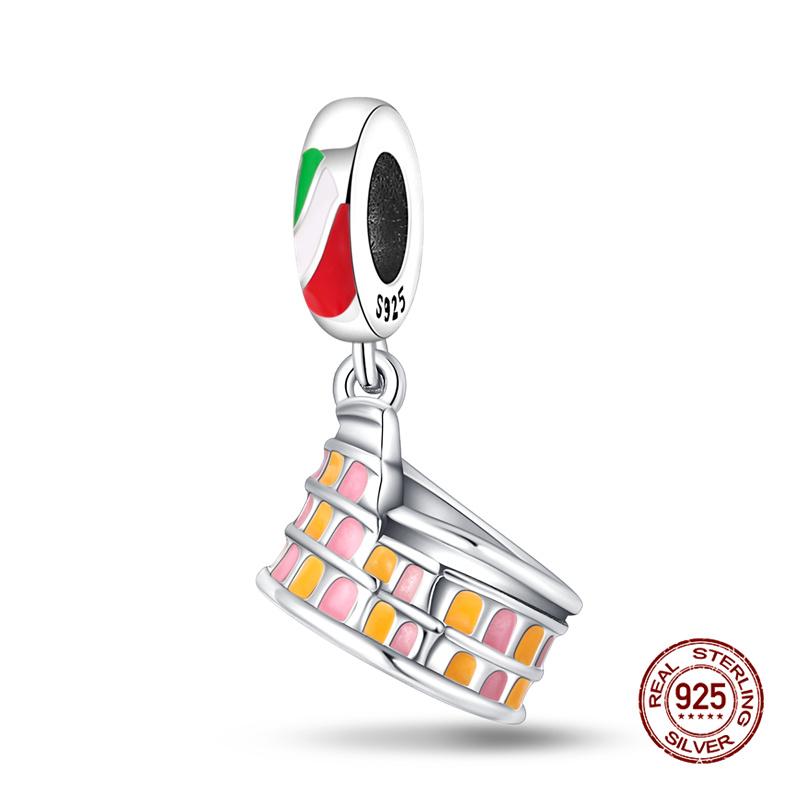 Original Charm Copper Landmark Building Series Charm Bead Fit 3Mm Original Bracelet For Women Diy Fine Jewelry Gift