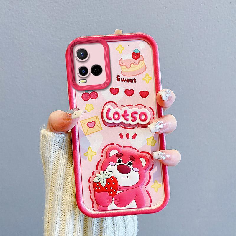 KEYSION Противоударный чехол для VIVO Y21 Y21S Y33S Y33T со шнурком, мягкий силиконовый чехол для телефона с милой 3D-мультяшной куклой для VIVO T1X