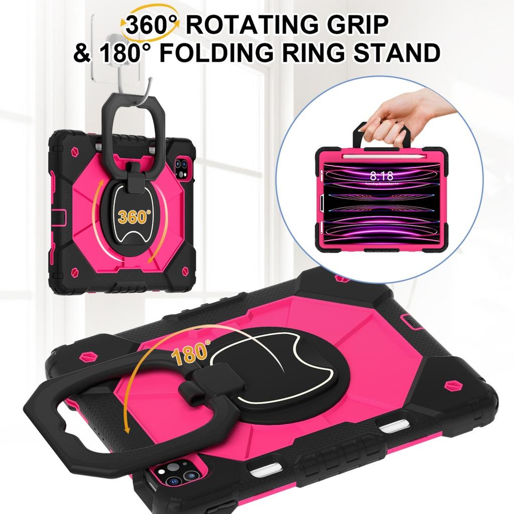 For Apple iPad Pro 11 (2021) 360° Rotating Grip Heavy Duty Protection Stand TPU+PC 3in1 Anti-knock Shockproof Tablets PC Case