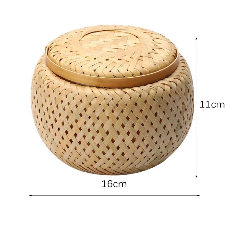 1 шт. бамбуковая полезная бамбуковая тканая двухслойная корзина с корзиной для хранения с крышкой