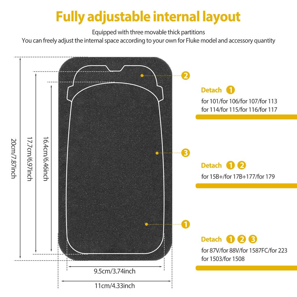 Чехол для переноски мультиметра для Fluke F115C/F116C/F117C/15B+/17B+/18B+ Универсальный ударопрочный EVA Защитное хранение цифрового мультиметра