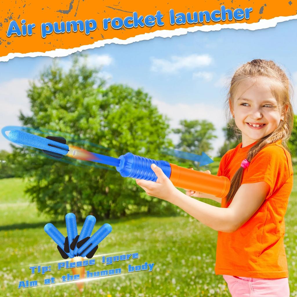 Foam Rocket Launcher Toy Set For Kids Outdoor Birthday Gifts – 3 Soft Rockets Per Launcher Shoots Up To 50 Feet
