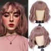 MISS WIG Женская мода Короткий волнистый парик с челкой Синтетическое волокно Чистый белый волнистый парик Косплей Одежда для вечеринок на Хэллоуин