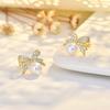 Изысканные микросерьги с жемчугом в форме банта из циркона для женщин, модные простые маленькие и универсальные серьги