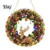 Sparkling Gemstone Art Project DIY Acrylic Christmas Faux Pearl Hanging Kit, Lighted Wreath 3D Beaded Craft Bead Mosaic Kit with LED String