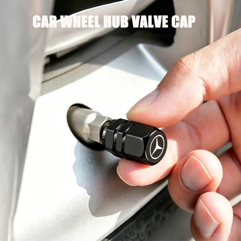 4Pcs Car Wheel Tire Valve Stem Cover Dustproof Cap For Mercedes Benz W210 W176 AMG CLS CLE CLA GLA GLB GLS Class A GLE W222 E300 MX9