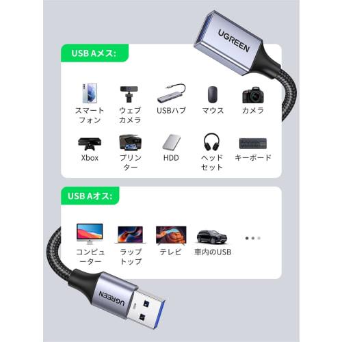 UGREEN USB Extension Cable USB3.0 5Gbps High Speed ??Data Transfer A-A Type Male Female USB Extension Cord Made of Nylon Braid Easy To Manage 0.5M Eli