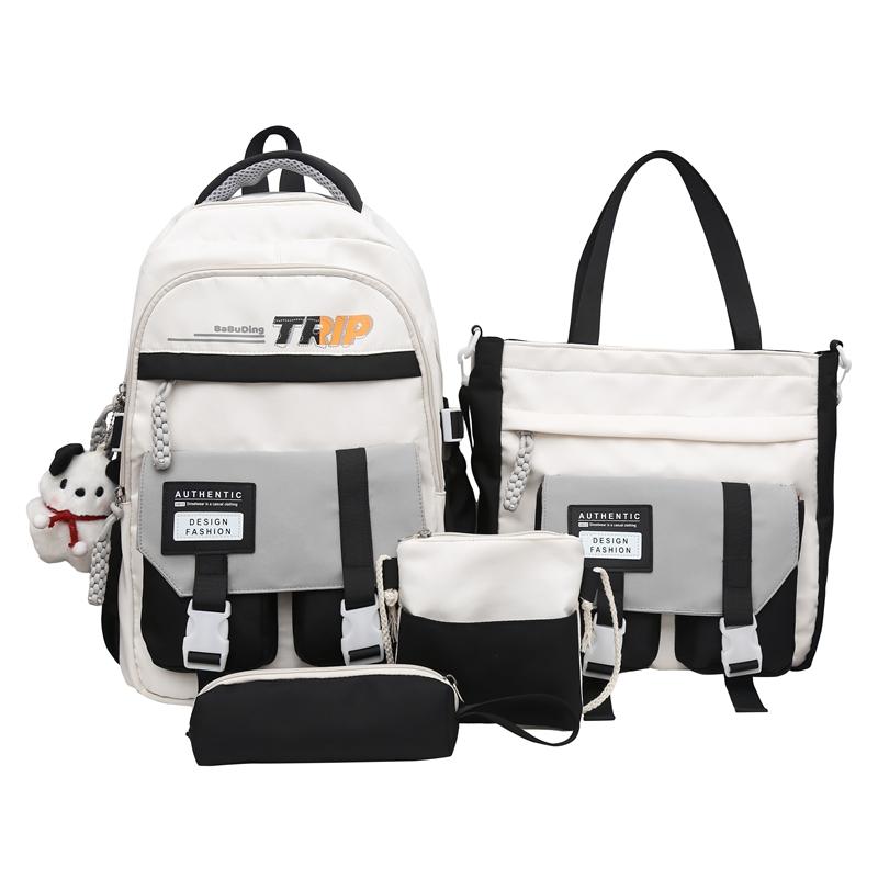 Вместительный студенческий школьный рюкзак с цветными блоками, женский дорожный рюкзак