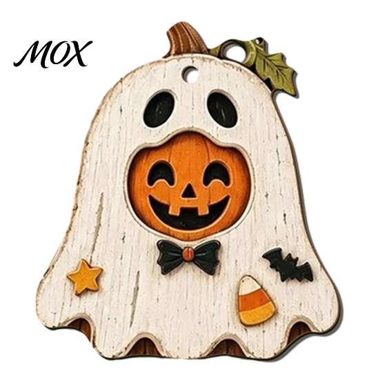 Cute Pumpkin Hanging Decorations Vintage Halloween Wooden Ornaments, Rustic Owl Ghost Farmhouse Seasonal Party Ornaments Tree Decoration with Rope for