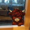 Highland Cow Window Corner Decoration 3D Printed Peeping Highland Cattle Home Office Living Room Door Window Frame Ornament