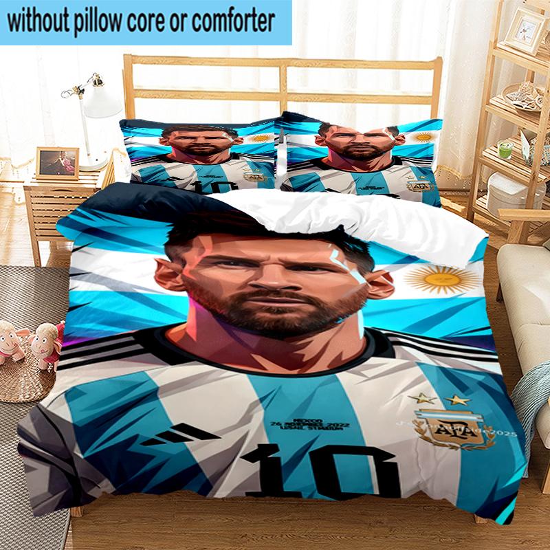3PCS Goat Argentina Legend Mei-ssi Bedding Set,Including 1pc Duvet Cover And 2pcs Pillowcases Perfect for Bedroom, Dormitory, Fan Christmas gift