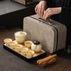 Ru Kiln Open Outdoor Portable Leather Bag Tea Set Complete Set of Teacups