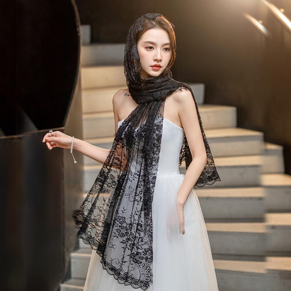 Flower Women Shawl Lace Wedding Veils Elegant Catholic Veil Mantilla