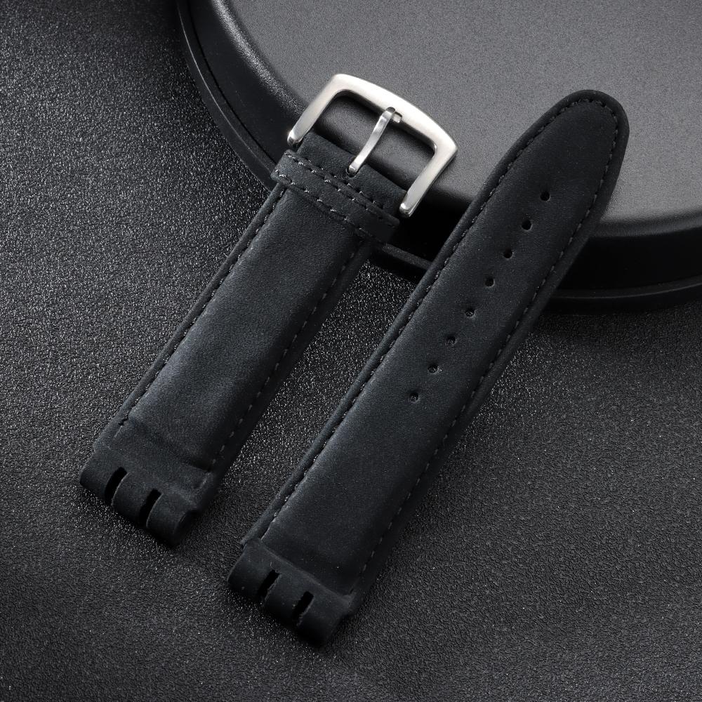 Матовый натуральный кожаный ремешок для часов Swatch YOS440 449 401 447 Кожаный ремешок для часов с тиснением под бамбук для мужчин Бизнес-браслет