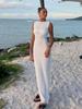 EDOLYNSA Sexy Elegant Solid Color Knit Sleeveless See Through Long Dress 2024 Women's Summer Seaside Beachwear Swimwear Cover Up A2857