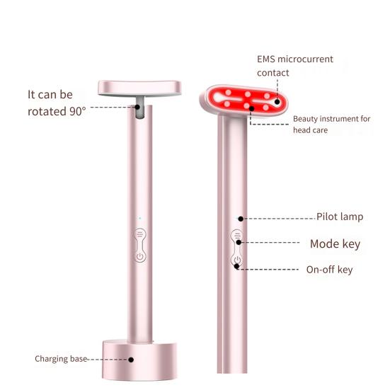 Терапевтическая палочка красного света, массажер для глаз, зарядка через USB, быстрое впитывание, 7-в-1, массажная палочка для ухода за кожей лица и лица