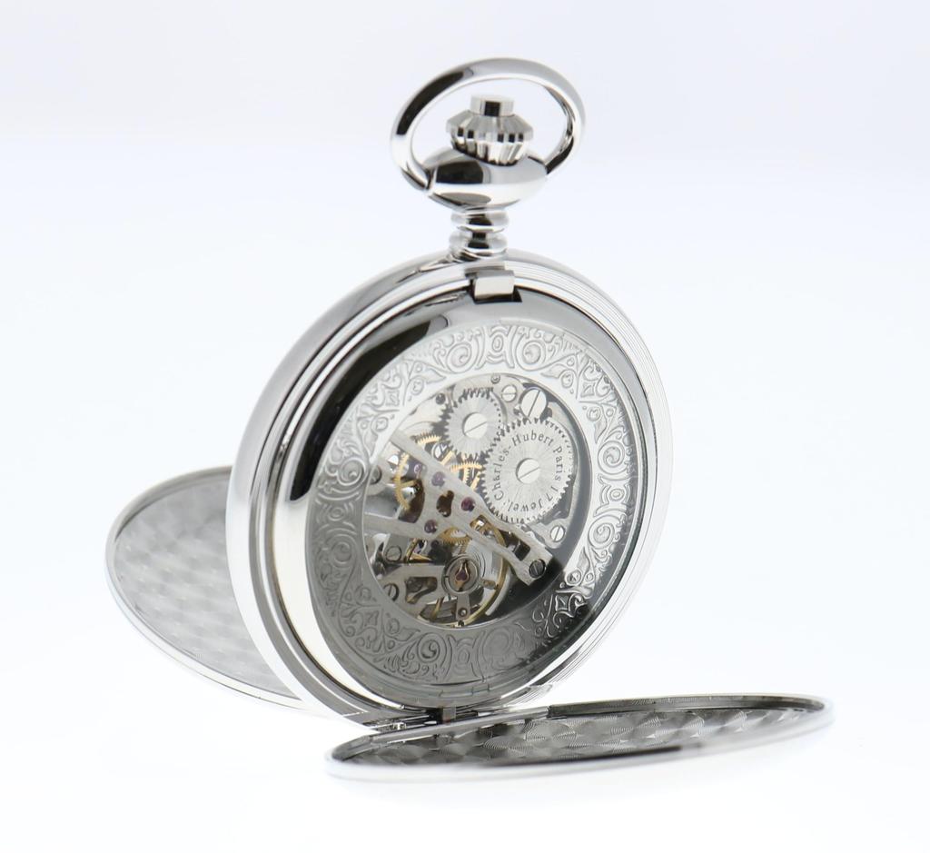 Charles-Hubert Paris Double Hunter DWA-060 Men's Mechanical Hand-Wound Pocket Watch