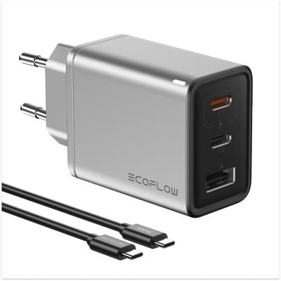 Зарядное устройство EcoFlow USB C, быстрое зарядное устройство GaN Rapid мощностью 65 Вт с кабелем мощностью 100 Вт, 3 порта, для iPhone, MacBook, iPad Pro, Apple Watch и т. д.