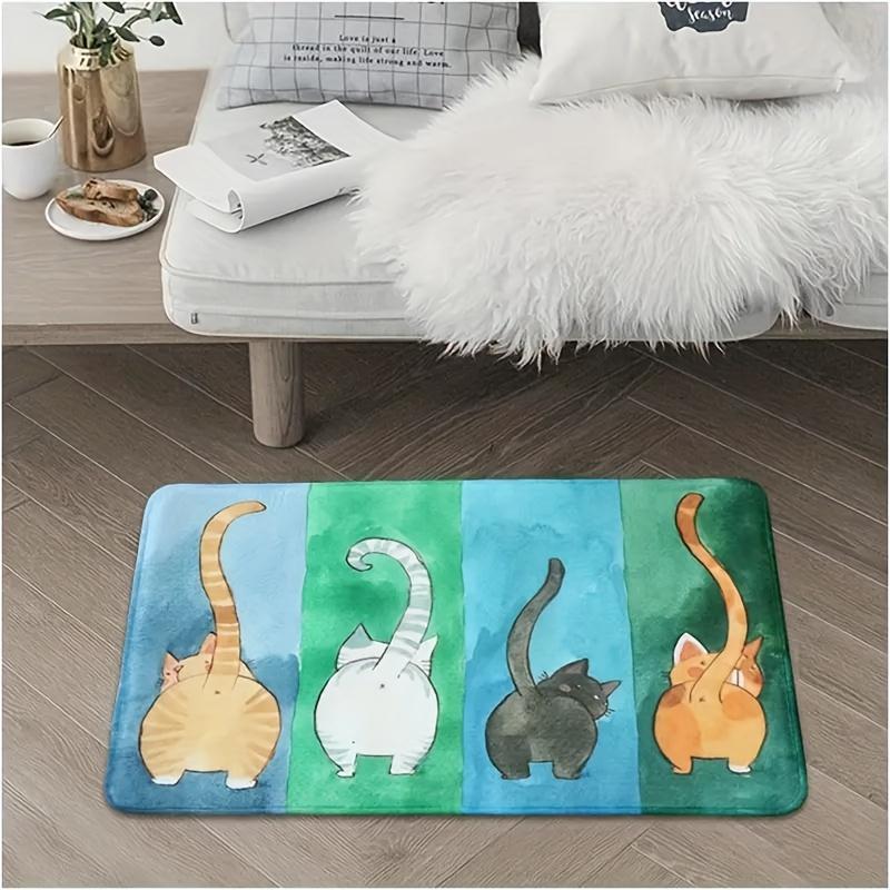 Cat's Sweet Home Pattern Door Rug Dirt Resistant Home Shoe Entry Decorative Carpet Indoor Outdoor Entrance Mat for Living Room