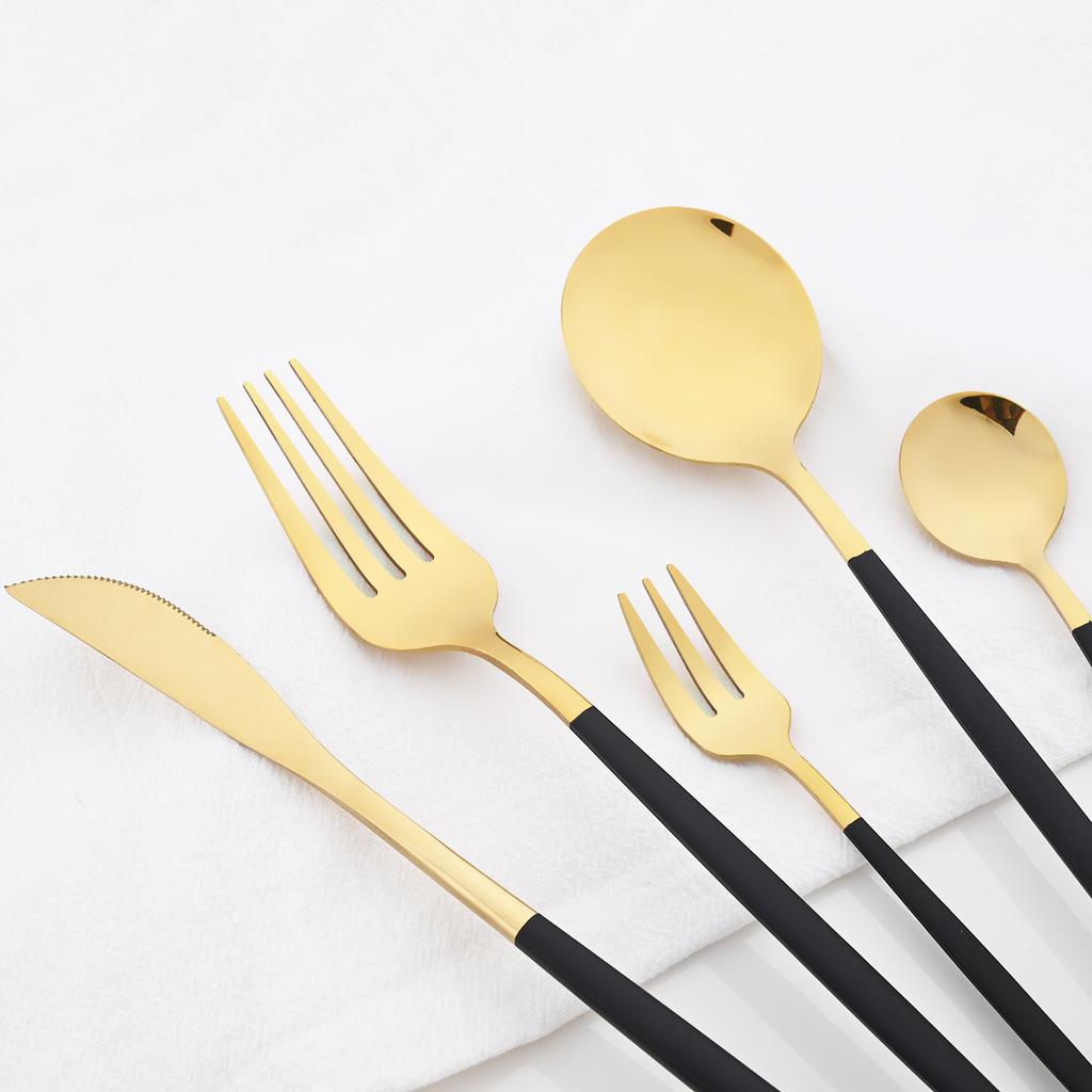 20Pcs Black Dinnerware Tableware Set High Quality Knife Cake Fork Coffee Spoon Flatware Stainless Steel Cutlery Western Kiechen Silverware