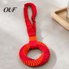 Interactive Dental Chew Toys Bungee Dog Tug Toy, Woven Ring with Long Handle, Teeth Easy Grip Toy Cleaning for Medium Large Dogs, Care of War